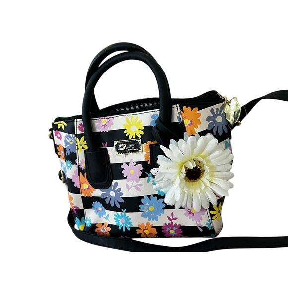 Betsey Johnson Y2K Colorful black and white striped purse with flower - Picture 2 of 9